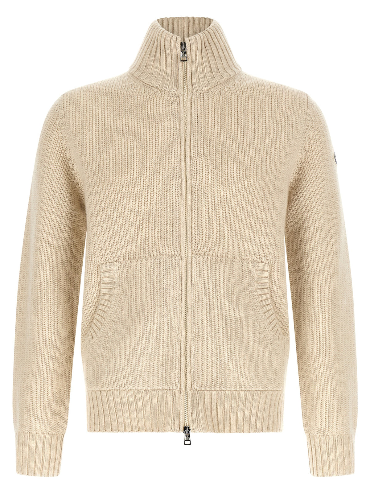 Moncler Beige Virgin Wool Cardigan for Men