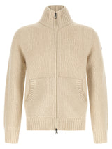 Moncler Beige Virgin Wool Cardigan for Men