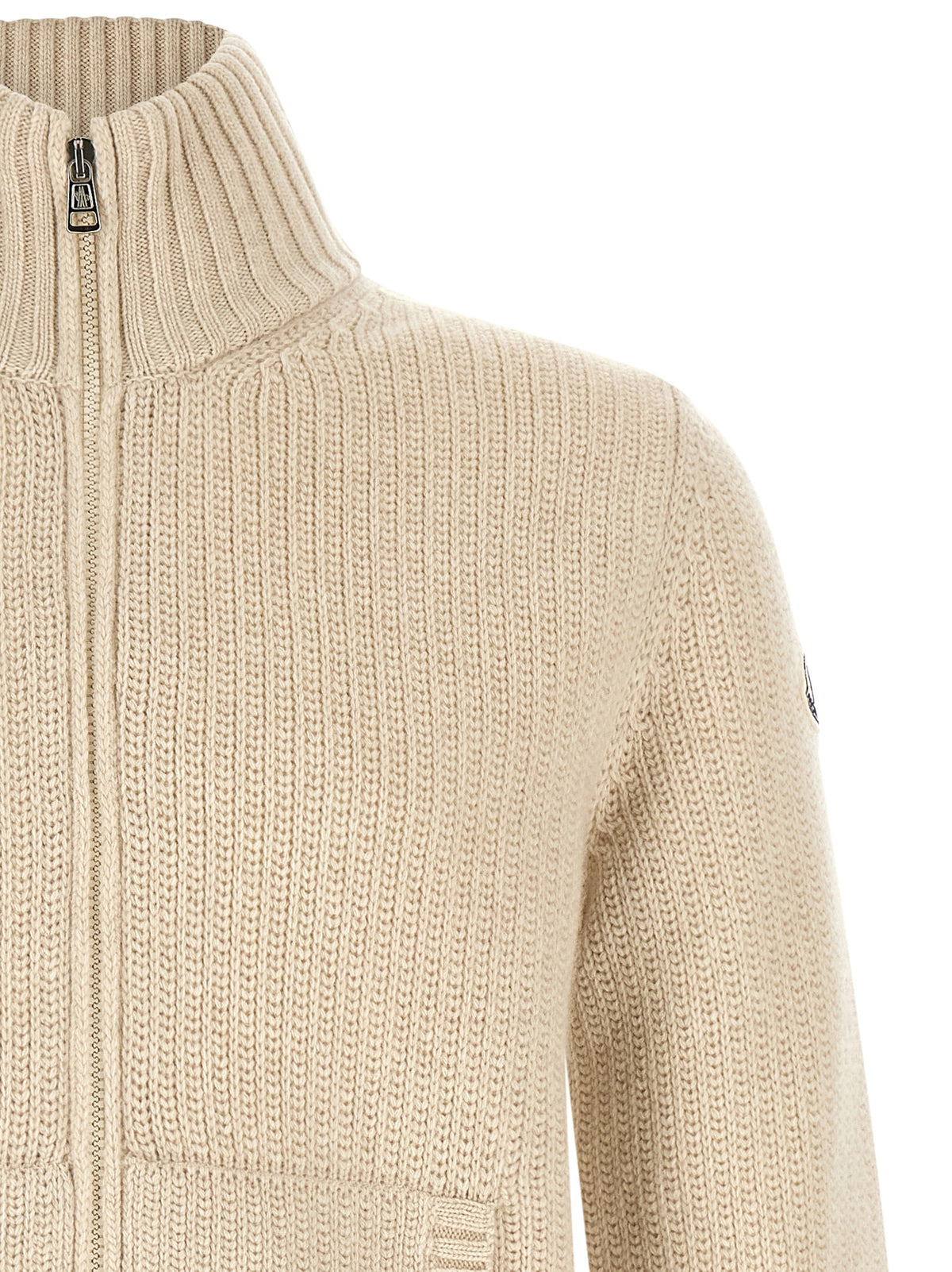 Moncler Beige Virgin Wool Cardigan for Men
