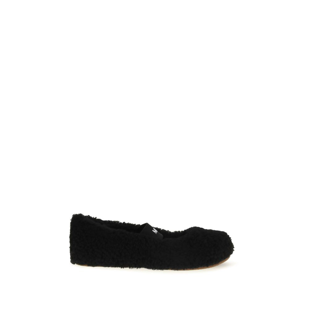 Moon Boot Black Fur Ballet Flats for Women