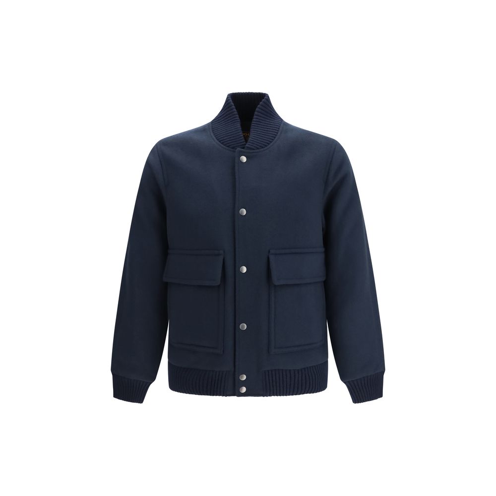 Woolrich Blue Wool Oves Aries Bomber Jacket