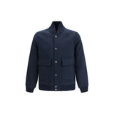 Woolrich Blue Wool Oves Aries Bomber Jacket