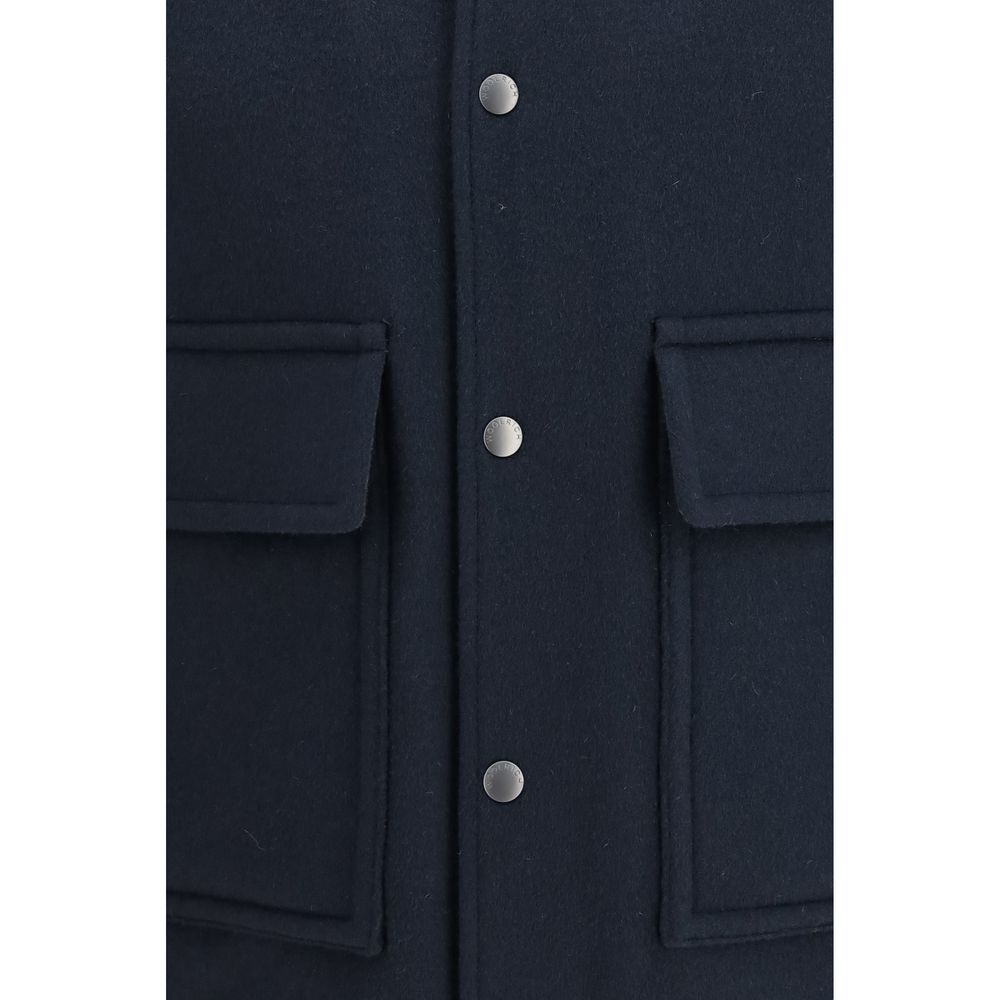 Woolrich Blue Wool Oves Aries Bomber Jacket