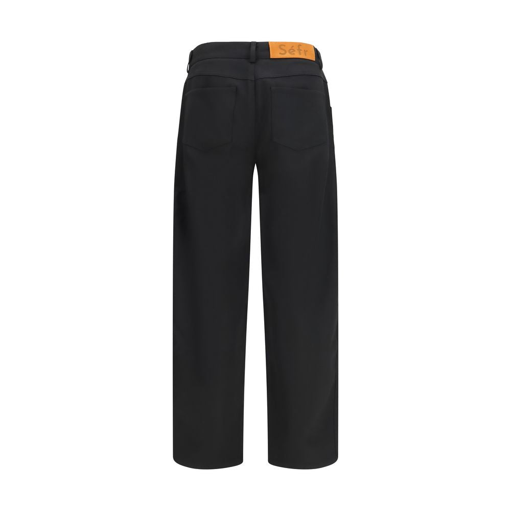 SÉFR Oktai Black Polyester Casual Pants for Men