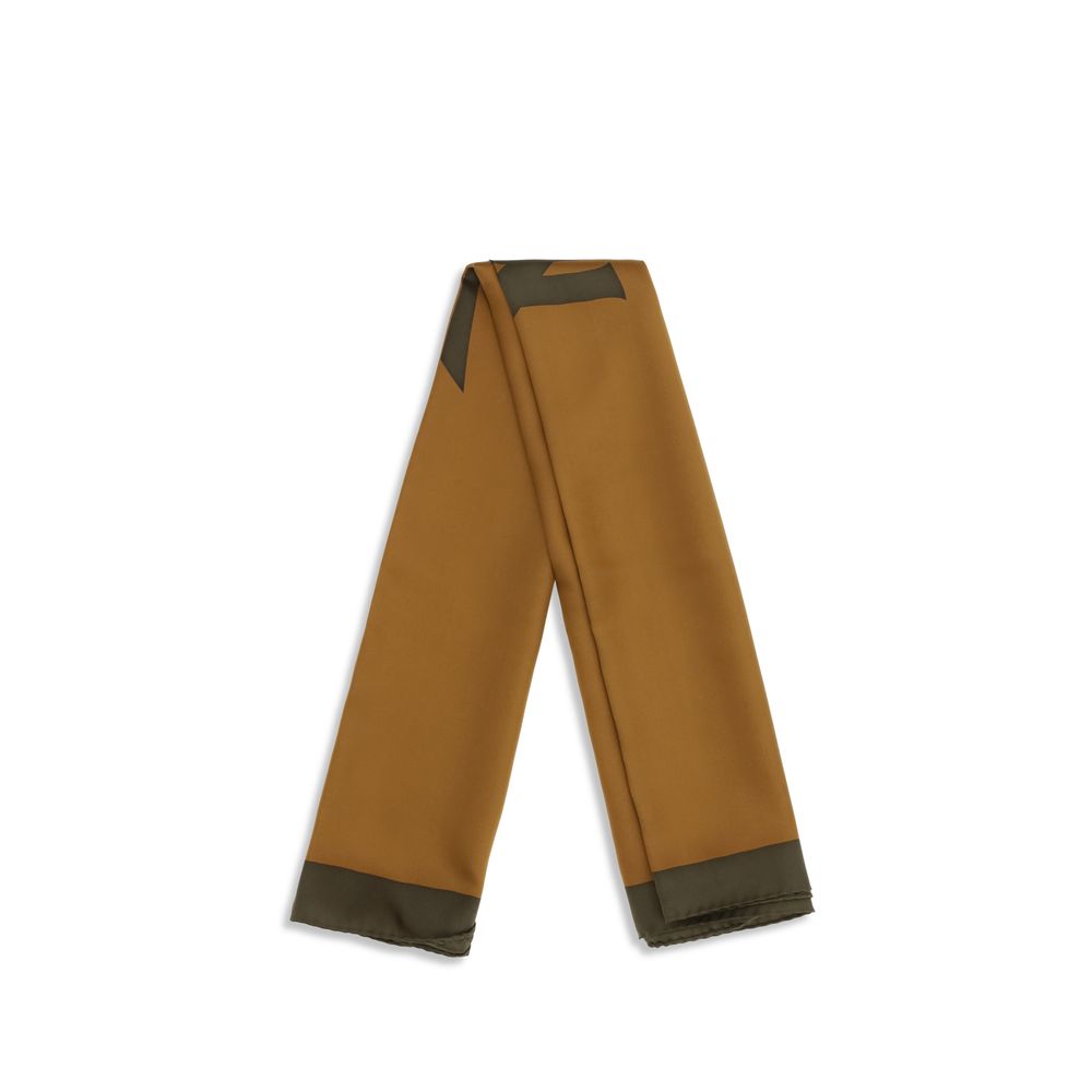 Saint Laurent Brown Silk Cassandre Scarf - 90x90 cm