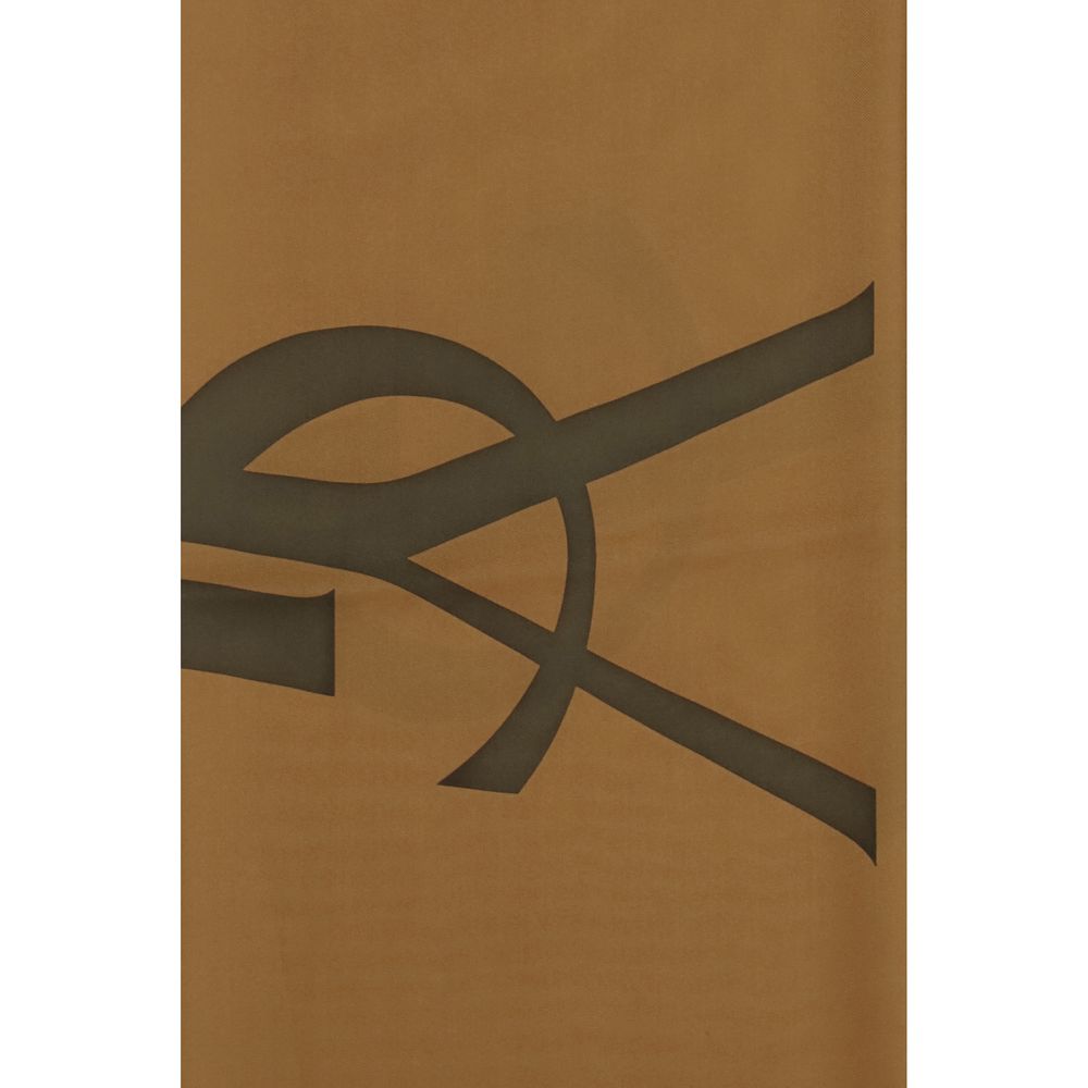 Saint Laurent Brown Silk Cassandre Scarf - 90x90 cm