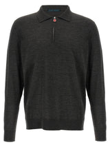 Kiton Gray Wool Polo Shirt