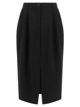 Dolce & Gabbana Black Virgin Wool Midi Skirt