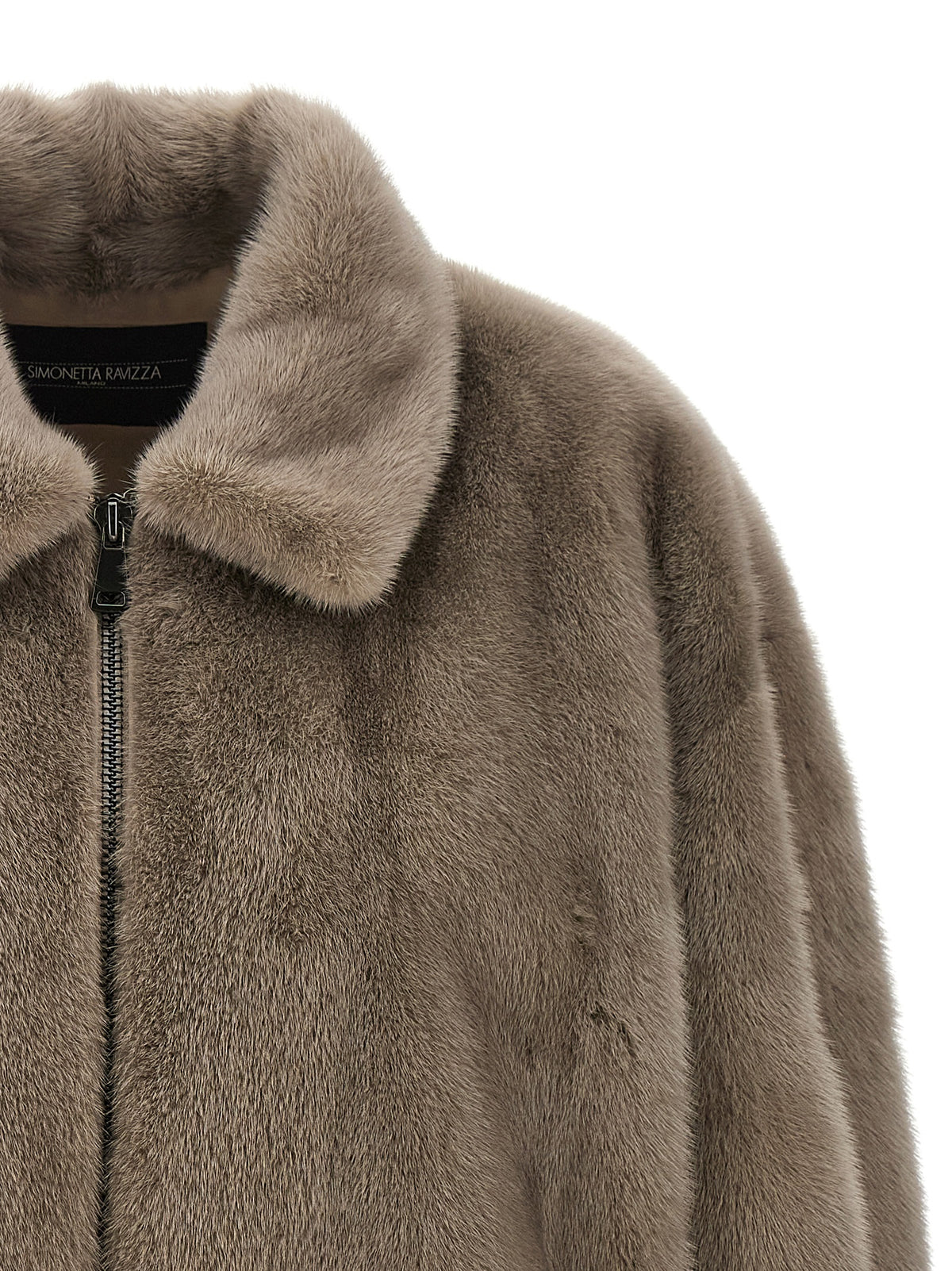 SIMONETTA RAVIZZA Gray Mink Full-Length Jacket
