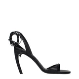 The Attico Black Leather Stiletto Heel Sandals