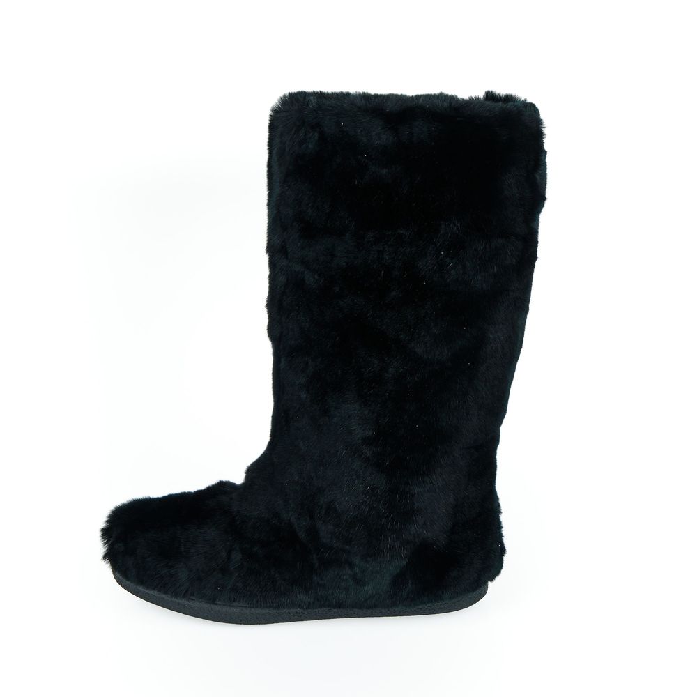 Mr&Mrs Italy Black Rabbit Fur Women Shoe