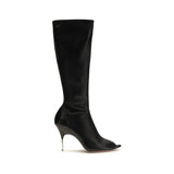 Amina Muaddi Black Napa Leather / Calf Bos Taurus High Heel Boots
