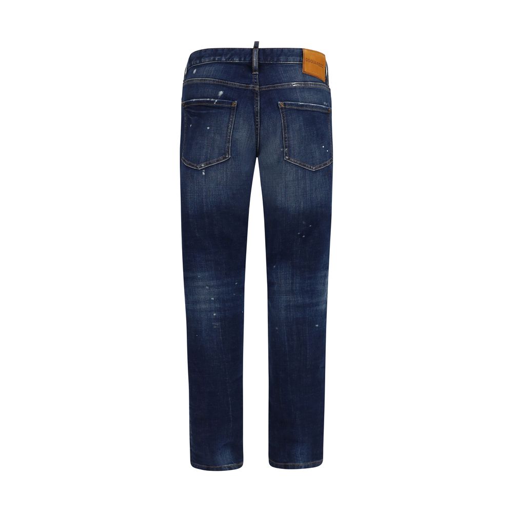 Dsquared² Blue Cotton Straight-Leg Jeans