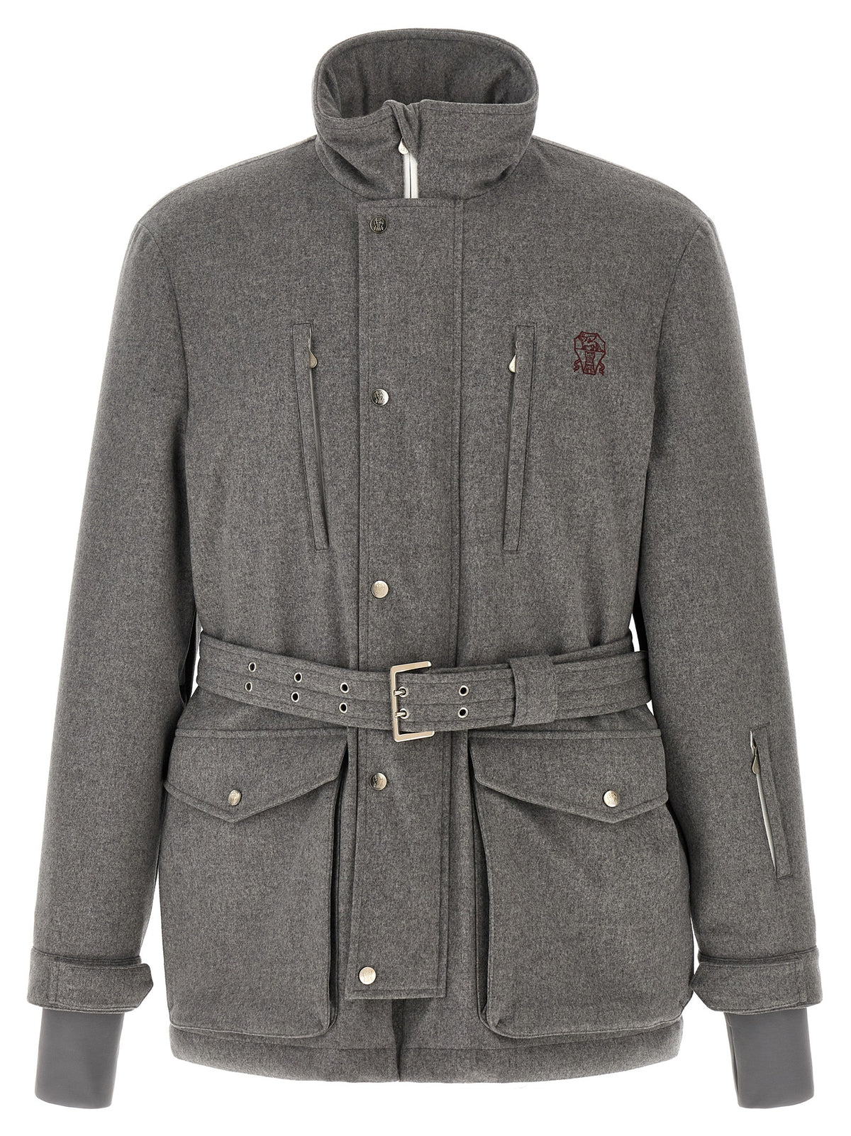 Brunello Cucinelli Gray Wool Full-Length Jacket