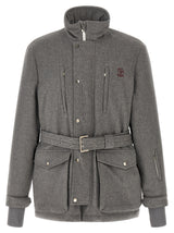 Brunello Cucinelli Gray Wool Full-Length Jacket