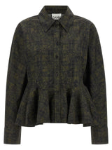 Ganni Bicolor Organic Cotton Blouse - Olive & Black