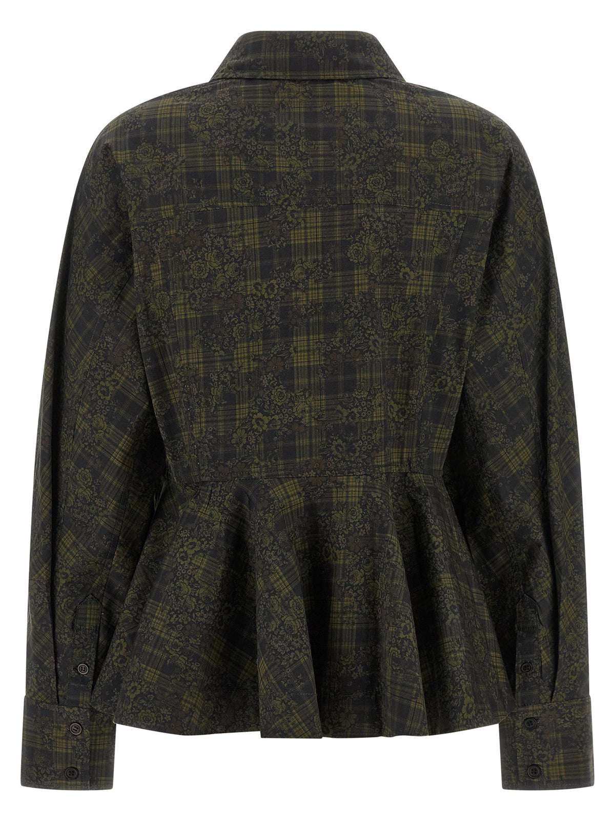Ganni Bicolor Organic Cotton Blouse - Olive & Black