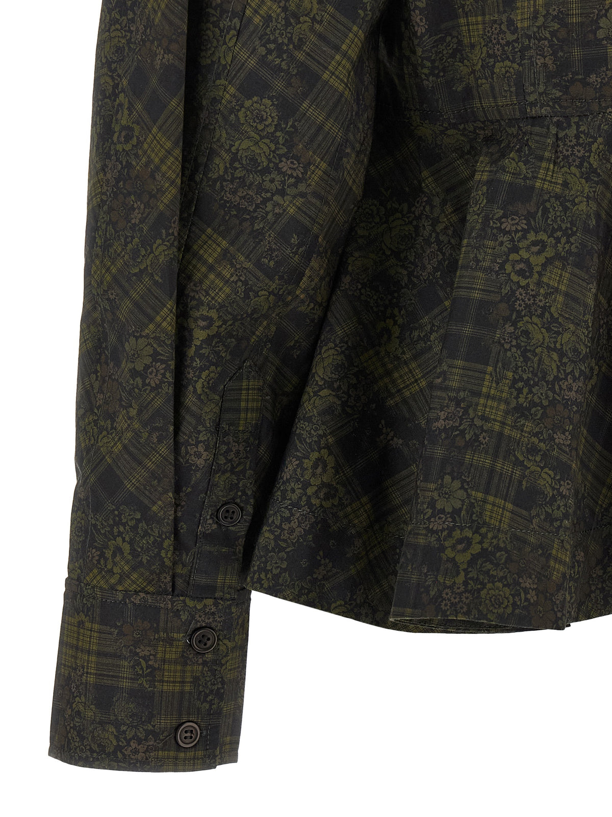 Ganni Bicolor Organic Cotton Blouse - Olive & Black