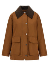 Ganni Brown Recycled Polyester Full-Length Jacket