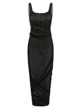 The Attico Black Polyamide Midi Dress