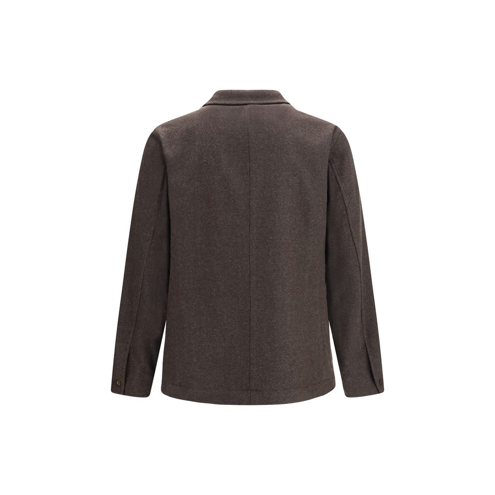 Finamore Brown Wool Oves Aries Full-Length Jacket
