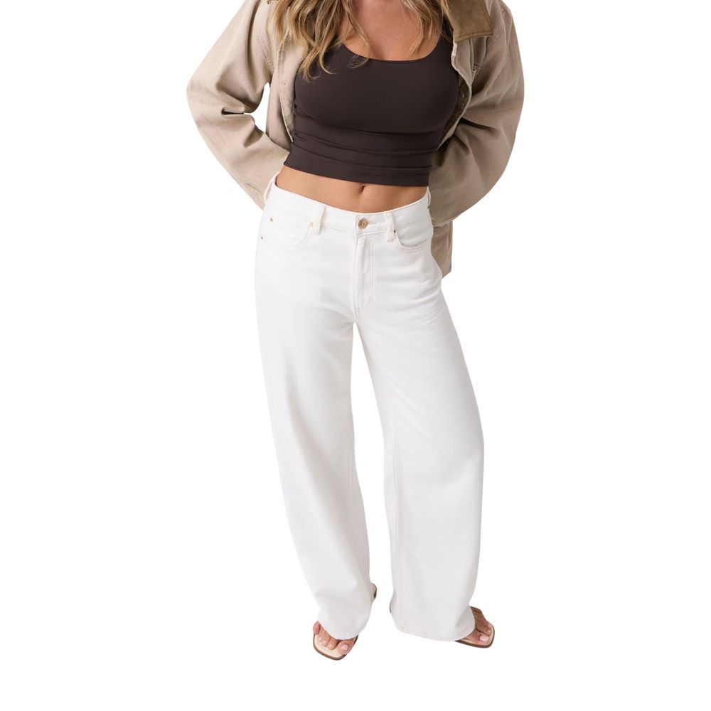 Guess White Wide Leg Ankle Cotton Casual Pants