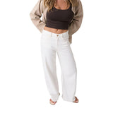 Guess White Wide Leg Ankle Cotton Casual Pants