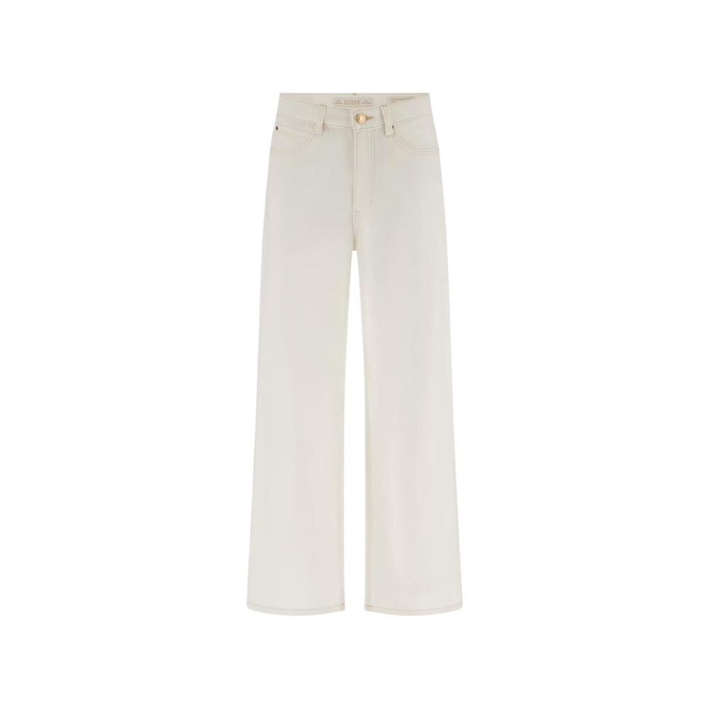 Guess White Wide Leg Ankle Cotton Casual Pants