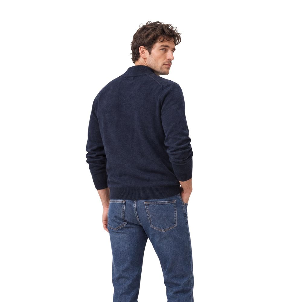 Lyle & Scott Blue Cotton Merino Quarter Zip Sweatshirt