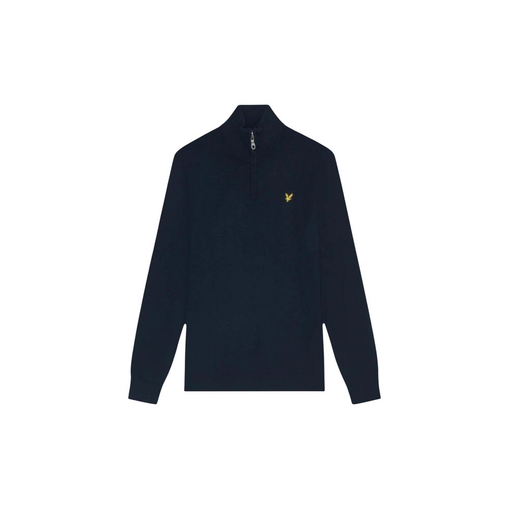 Lyle & Scott Blue Cotton Merino Quarter Zip Sweatshirt