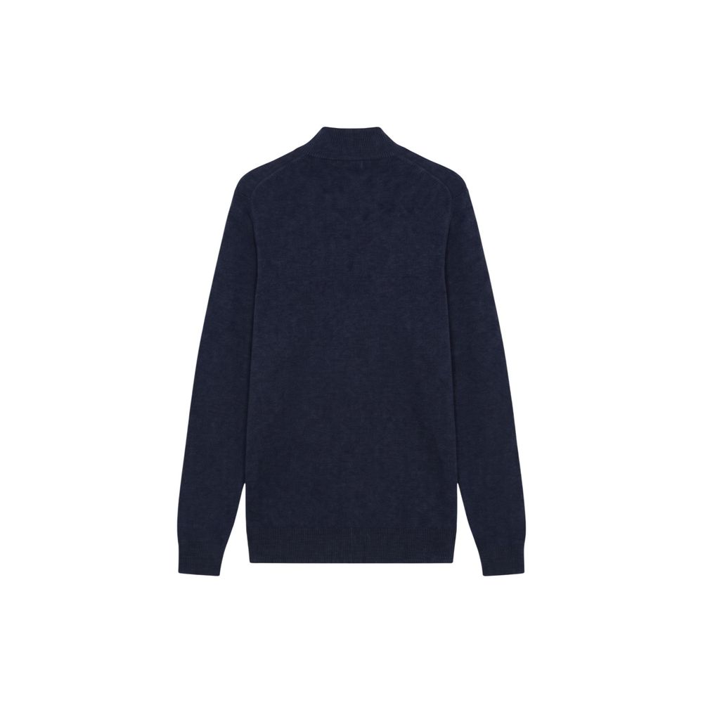 Lyle & Scott Blue Cotton Merino Quarter Zip Sweatshirt