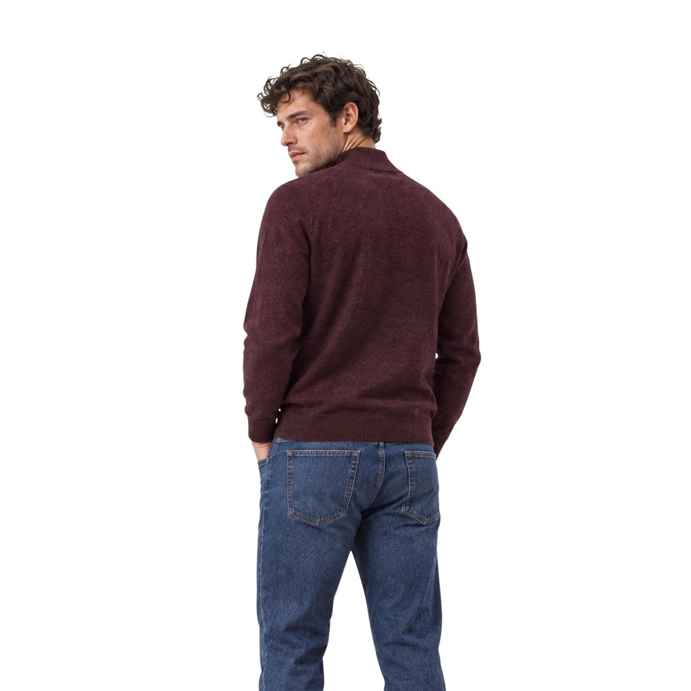 Lyle & Scott Bordeaux Cotton Merino Quarter Zip Sweater