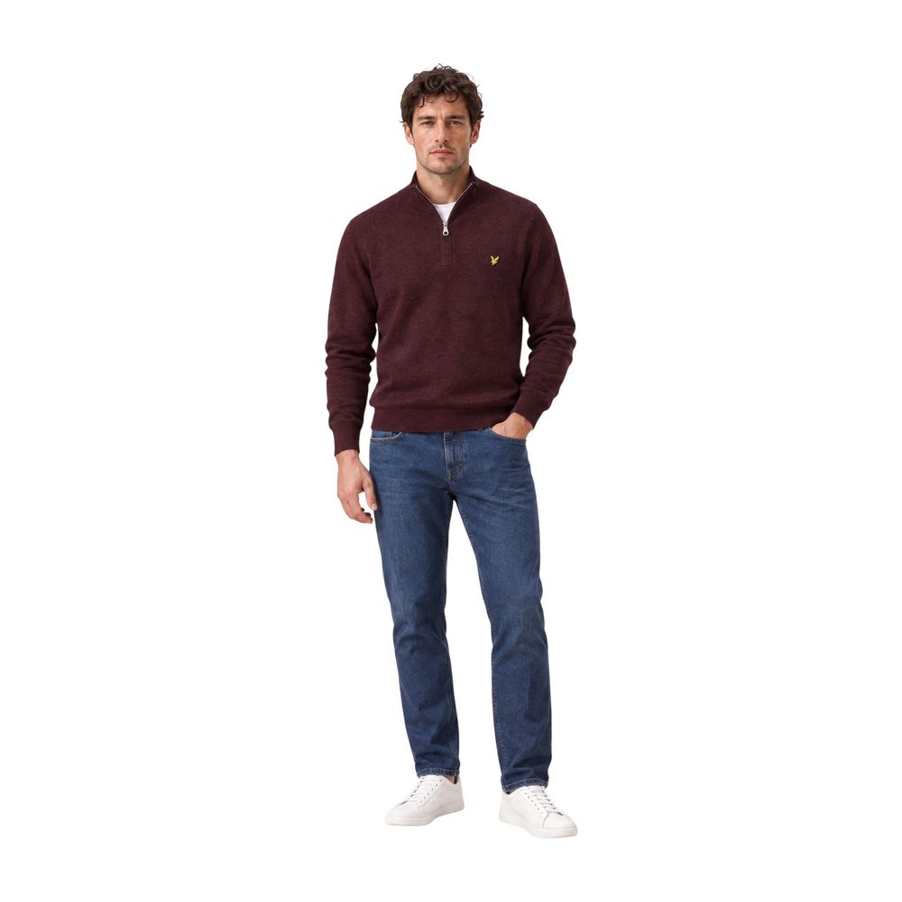 Lyle & Scott Bordeaux Cotton Merino Quarter Zip Sweater