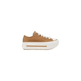 Converse CTAS Lift Double Stack OX Beige Leather Platform Sneakers
