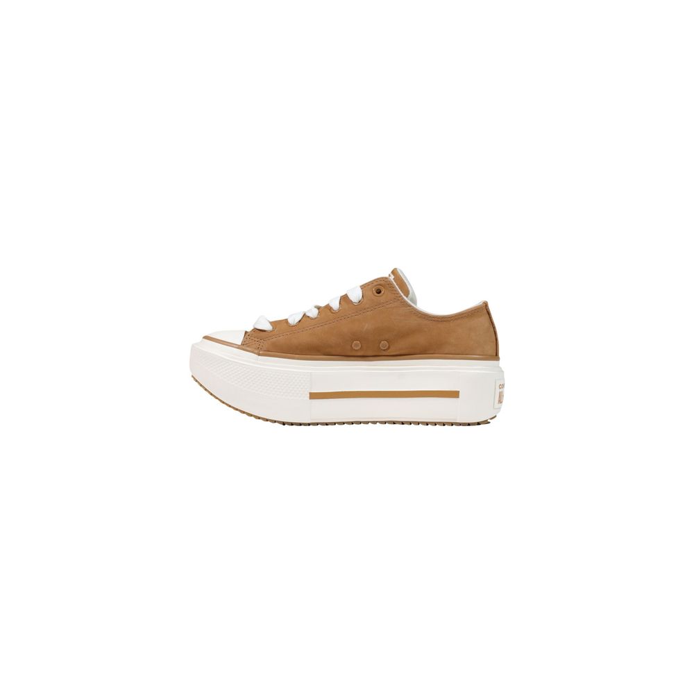 Converse CTAS Lift Double Stack OX Beige Leather Platform Sneakers