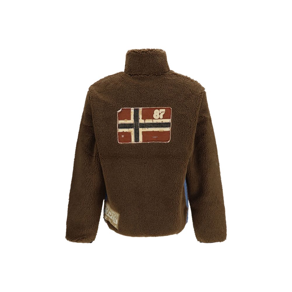Napapijri Archive Brown Polyester Full-Zip Fleece Sweatshirt