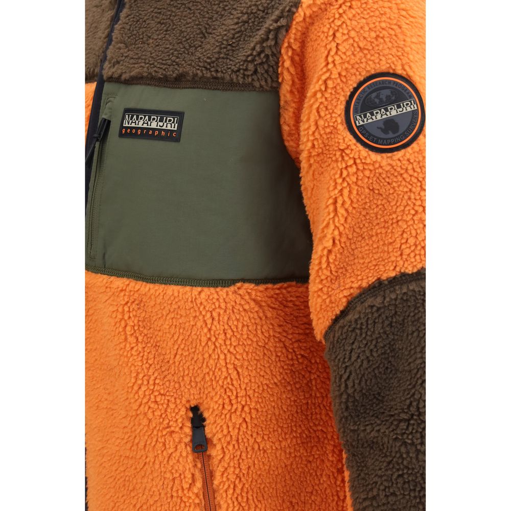 Napapijri Yupik Orange Polyester Zip Fleece Sweatshirt