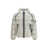 C.P. Company White Polyamide Shell Jacket - Hooded Down Jacket