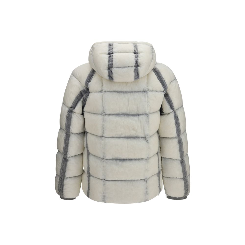 C.P. Company White Polyamide Shell Jacket - Hooded Down Jacket