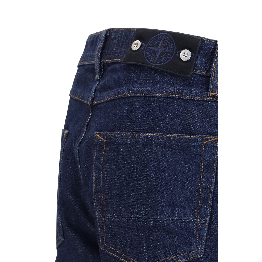 Stone Island Blue Cotton Straight-Leg Jeans for Men