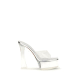 Amina Muaddi Silver Pvc Platform Sandals