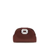 Amina Muaddi Bordeaux Satin Shoulder Bag