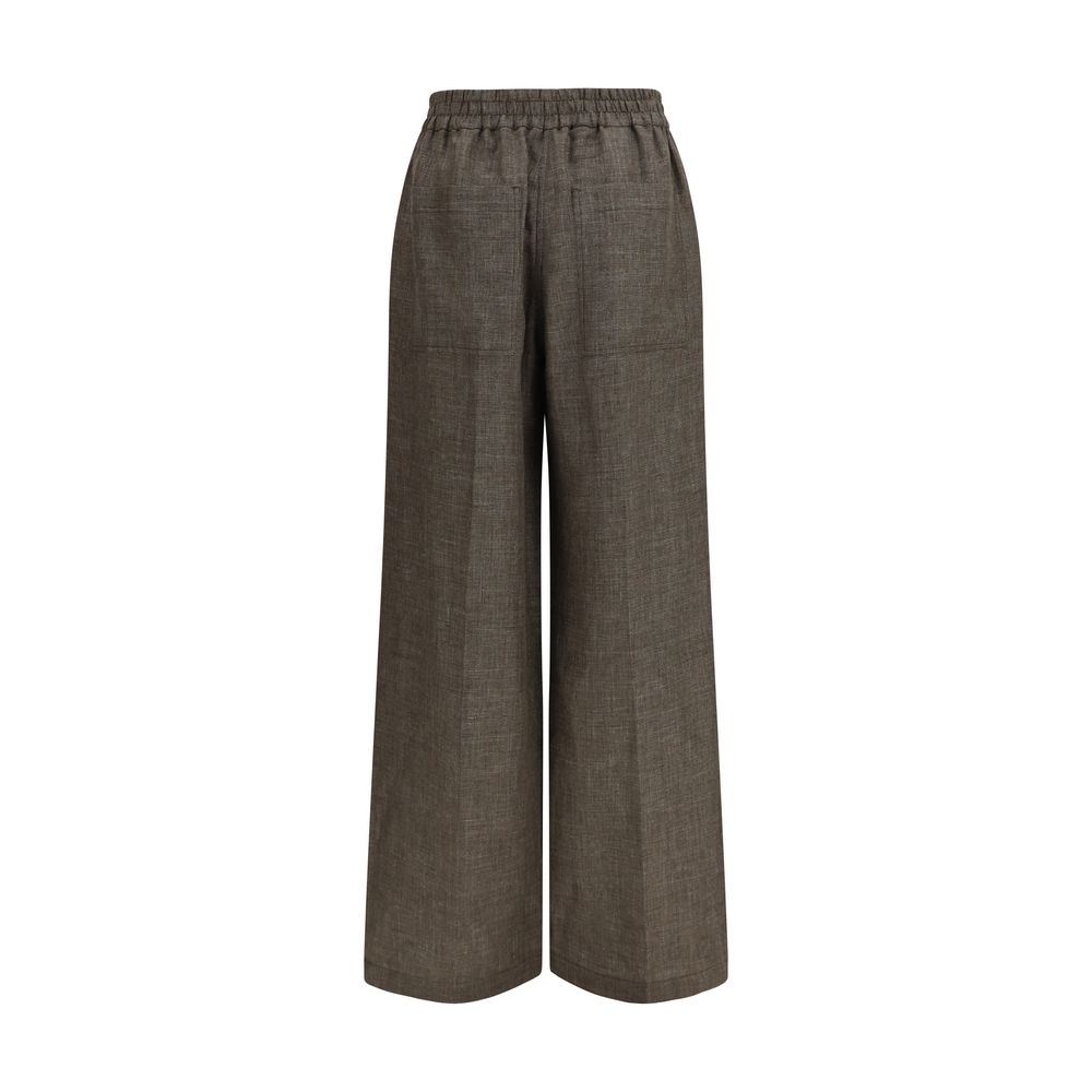 Brunello Cucinelli Brown Linen Casual Pants