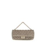 Valentino Garavani Gray Suede Leather Shoulder Bag