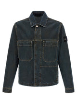 Stone Island Blue Cotton Denim Jacket