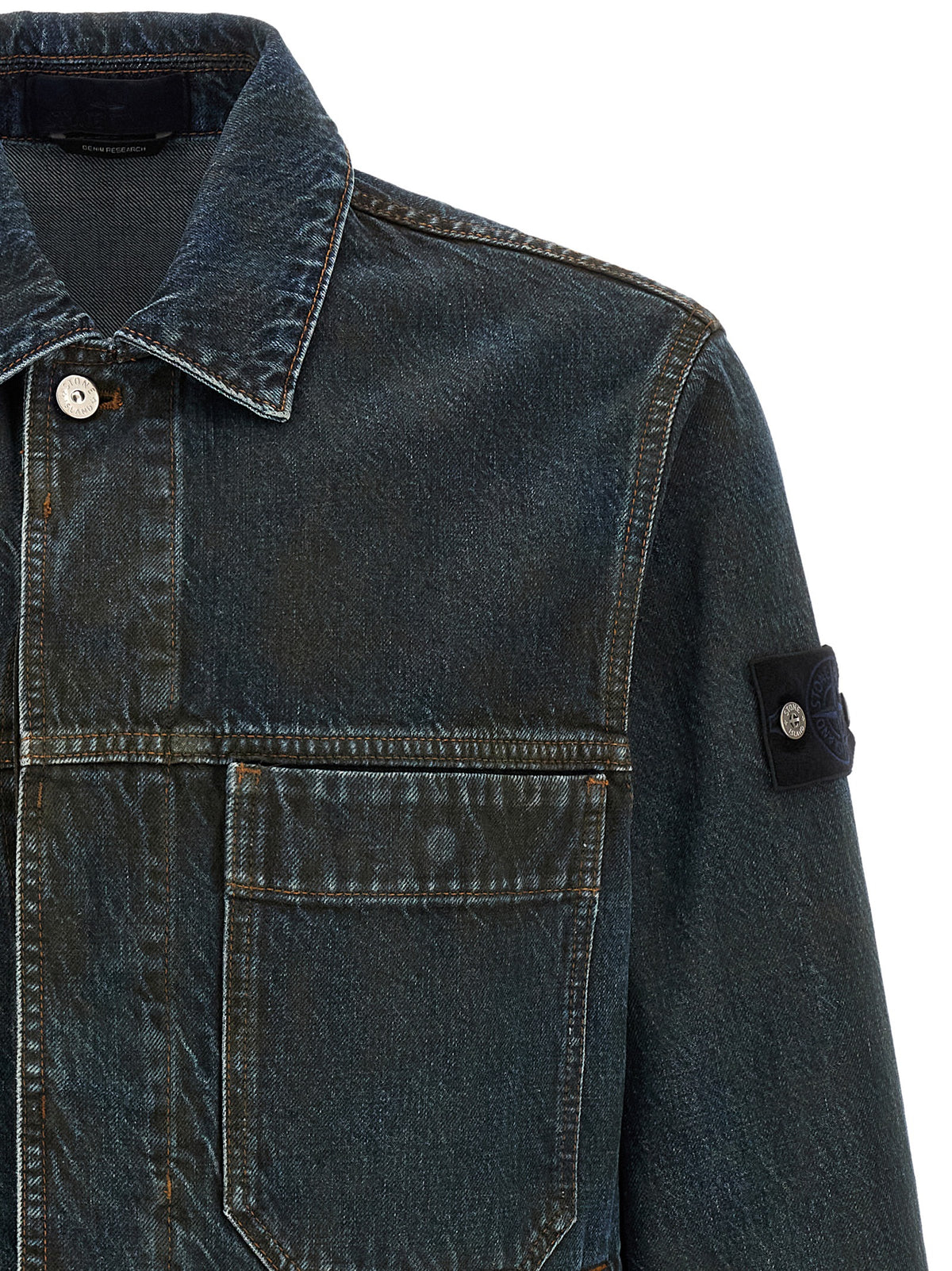 Stone Island Blue Cotton Denim Jacket