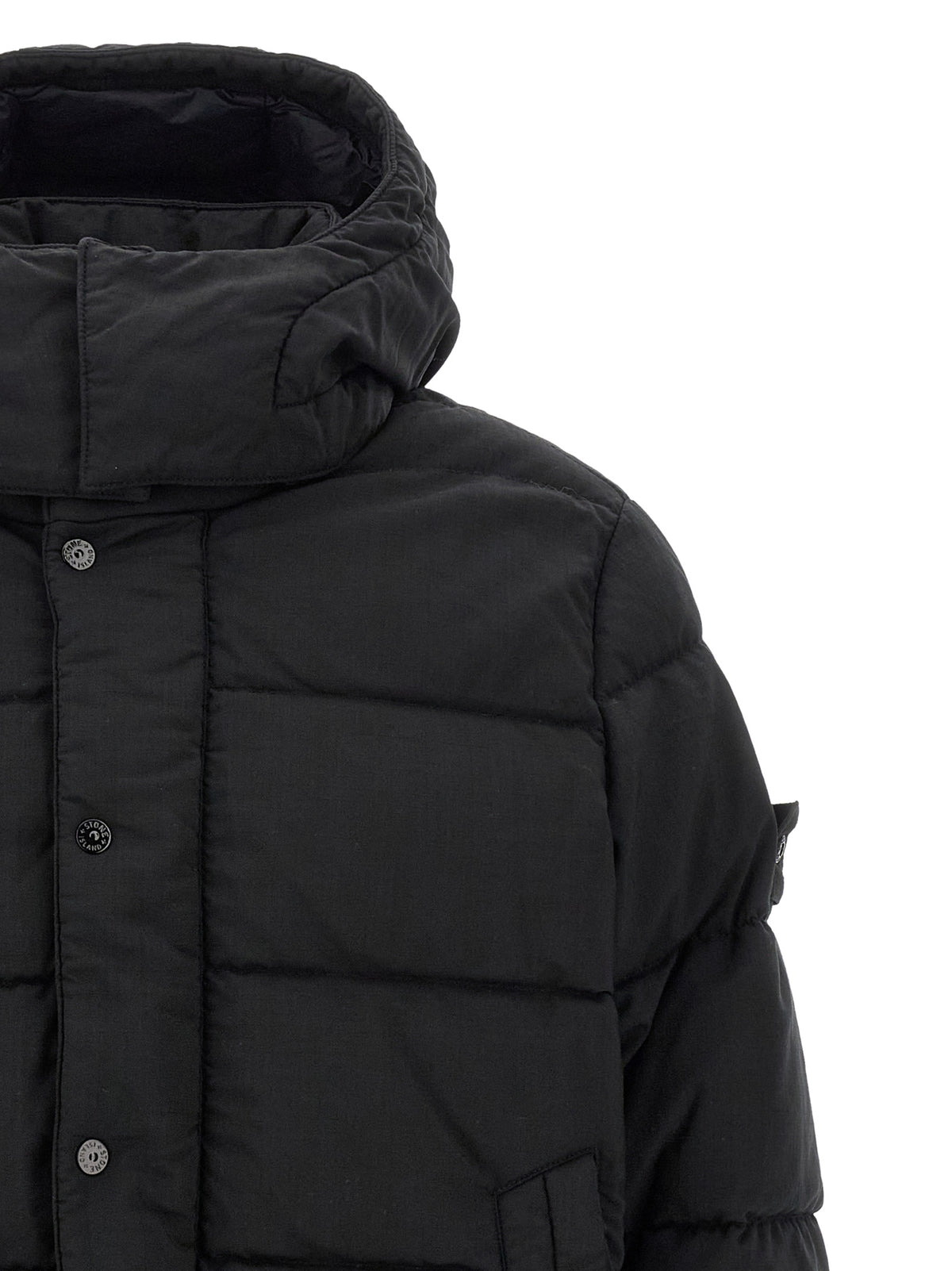Stone Island Black Virgin Wool Full-Length Jacket