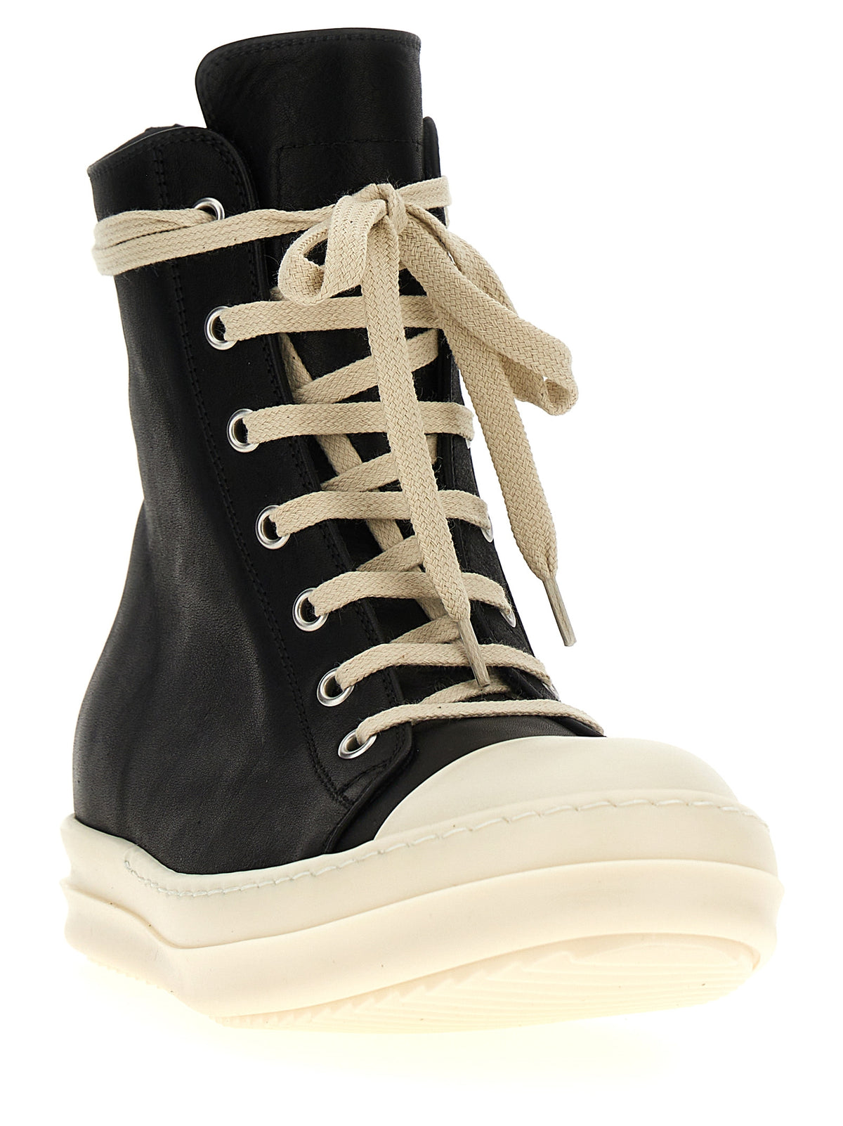 Rick Owens Bicolor Calfskin High Top Sneakers
