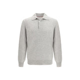 Brunello Cucinelli Gray Cashmere Polo Shirt