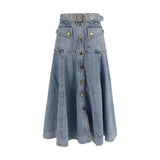 Zimmermann Blue Cotton Midi Skirt